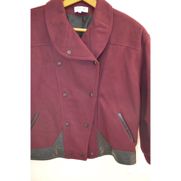Vintage Burgundy Oversize Cropped Jacket Size Large - Picture 6 of 11